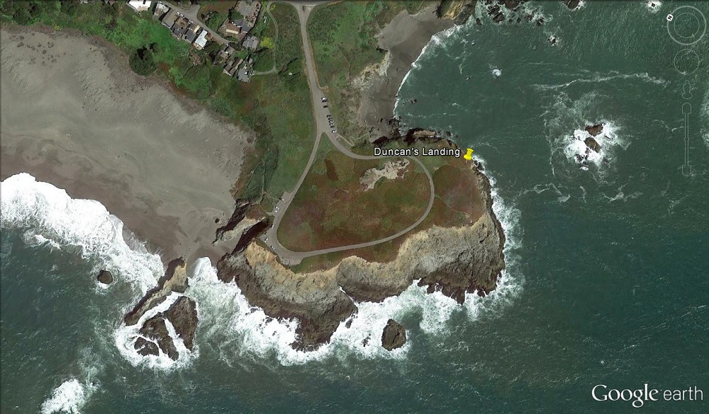 Aerial photograph of doghole port location at Fisk Mill