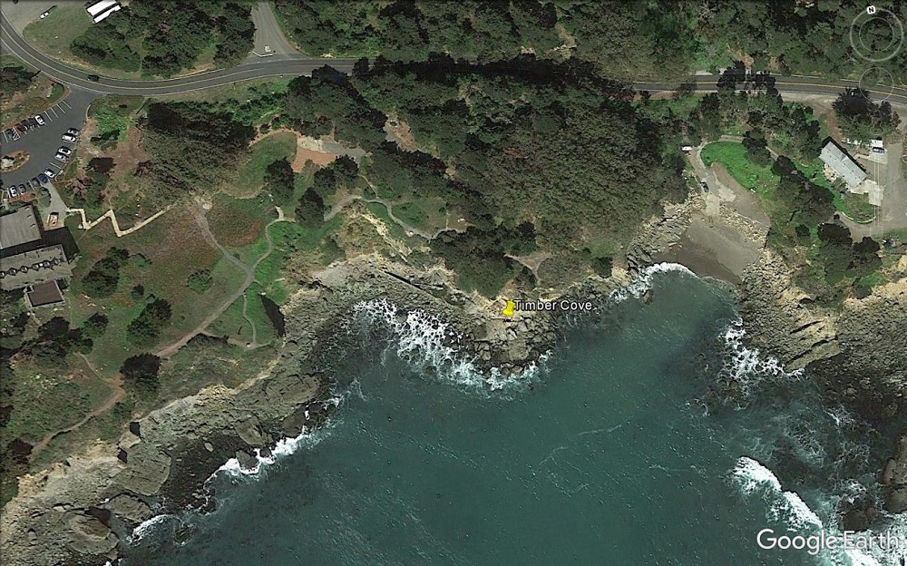 Aerial photograph of doghole port location at Fisk Mill