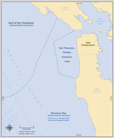 Map of proposed San Francisco - Pacifica Exclusion Area