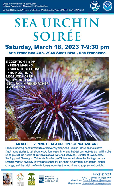 flyer about event showing an urchin