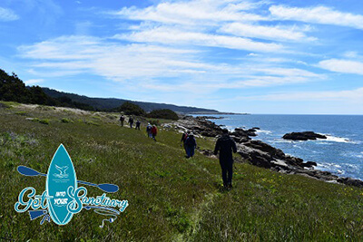 Hikers on a costal trail