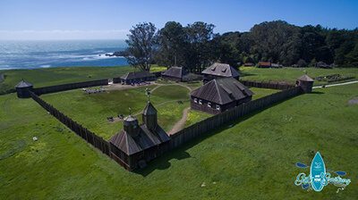 An aerial view of fort ross