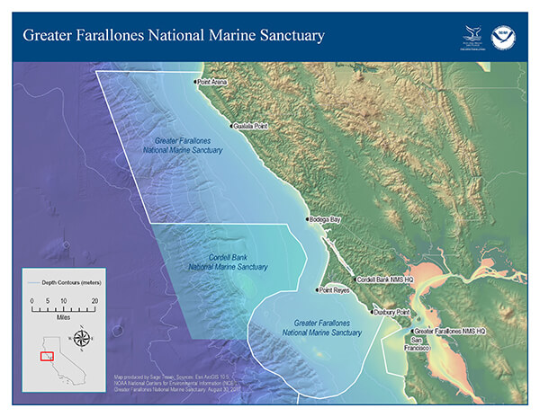 a map of Greater Farallones National Marine Sanctuary