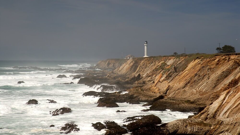 Point Arena Lighthouse and coastal bluffs